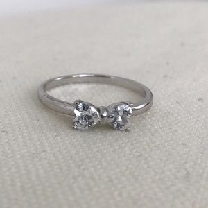 925 Sterling Silver Heart Bow Ring - Brand New, Never Worn